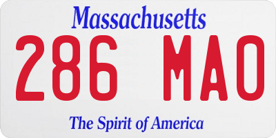 MA license plate 286MA0
