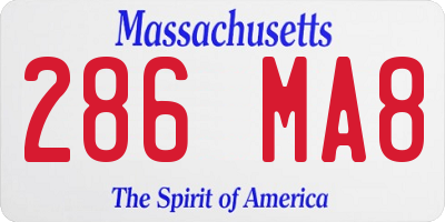 MA license plate 286MA8