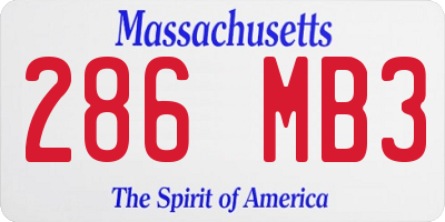 MA license plate 286MB3