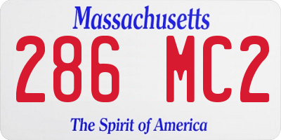 MA license plate 286MC2