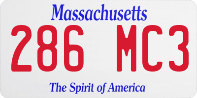 MA license plate 286MC3
