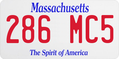 MA license plate 286MC5