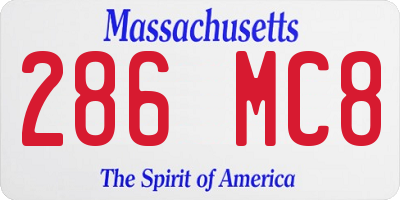 MA license plate 286MC8