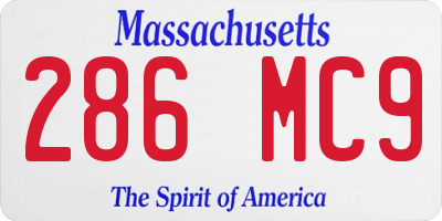 MA license plate 286MC9