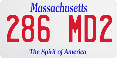 MA license plate 286MD2