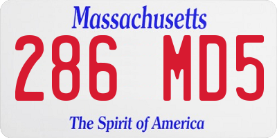 MA license plate 286MD5