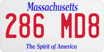 MA license plate 286MD8