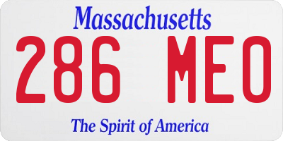 MA license plate 286ME0
