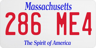 MA license plate 286ME4