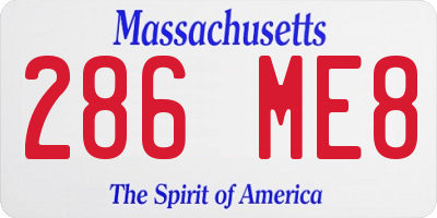 MA license plate 286ME8