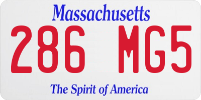 MA license plate 286MG5