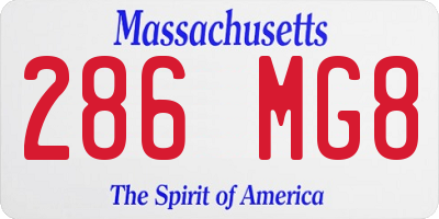MA license plate 286MG8