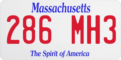 MA license plate 286MH3