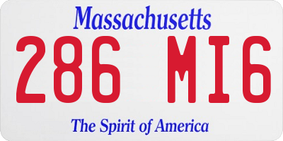 MA license plate 286MI6