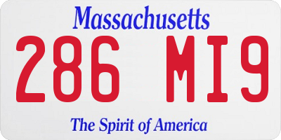 MA license plate 286MI9