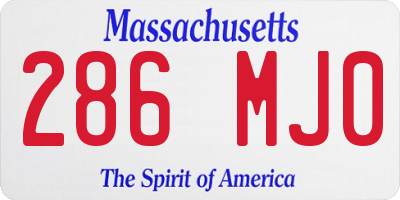 MA license plate 286MJ0
