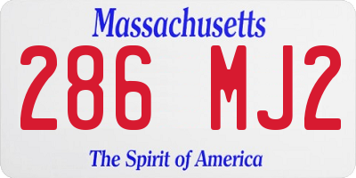 MA license plate 286MJ2