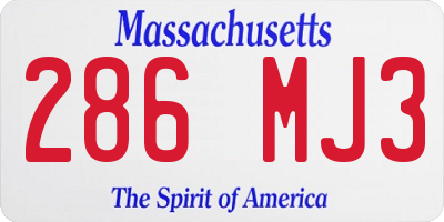 MA license plate 286MJ3