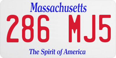 MA license plate 286MJ5