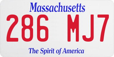 MA license plate 286MJ7