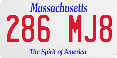 MA license plate 286MJ8