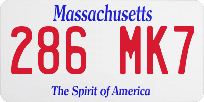 MA license plate 286MK7