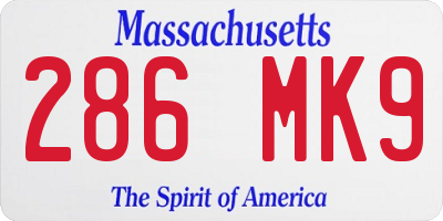 MA license plate 286MK9