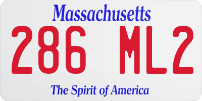 MA license plate 286ML2