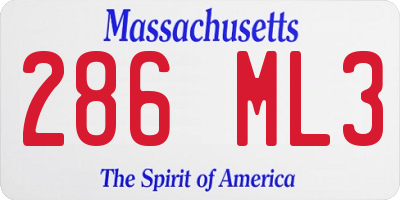 MA license plate 286ML3