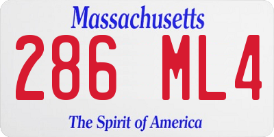 MA license plate 286ML4