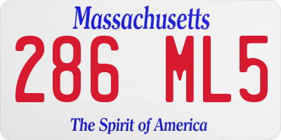 MA license plate 286ML5