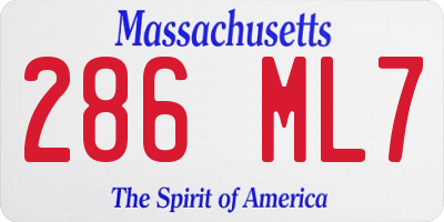 MA license plate 286ML7