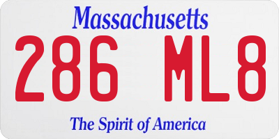 MA license plate 286ML8