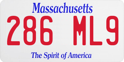 MA license plate 286ML9