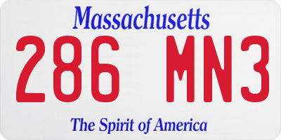 MA license plate 286MN3