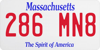 MA license plate 286MN8