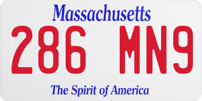 MA license plate 286MN9