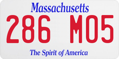 MA license plate 286MO5