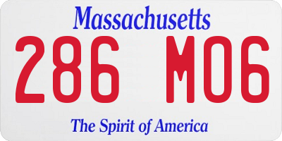 MA license plate 286MO6