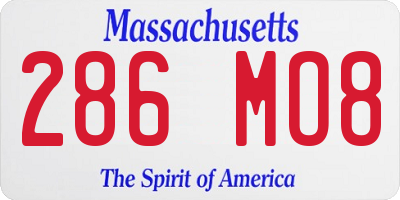 MA license plate 286MO8