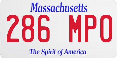 MA license plate 286MP0