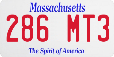 MA license plate 286MT3