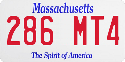 MA license plate 286MT4