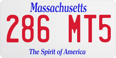 MA license plate 286MT5