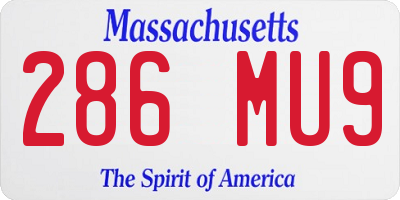 MA license plate 286MU9
