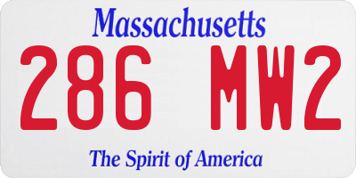 MA license plate 286MW2