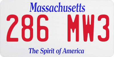 MA license plate 286MW3