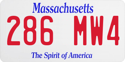 MA license plate 286MW4