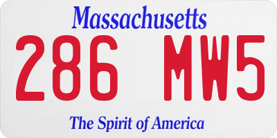 MA license plate 286MW5