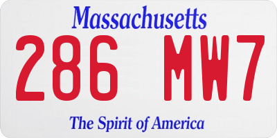 MA license plate 286MW7